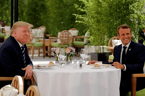 Tổng thống Mỹ Donald Trump và Tổng thống Pháp Emmanuel Macron hôm qua